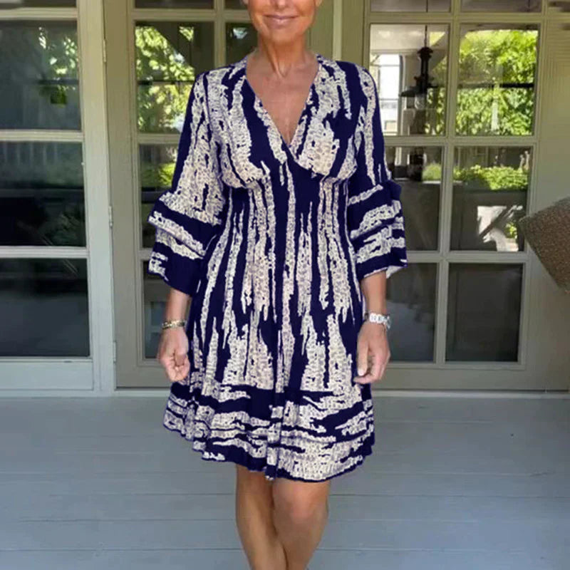 Heidi-Mode | Partykleider Doppel-Lagen Kleid mit Langen Ärmeln und Rüschen für Den Sommer