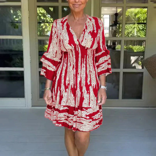 Heidi-Mode | Partykleider Doppel-Lagen Kleid mit Langen Ärmeln und Rüschen für Den Sommer