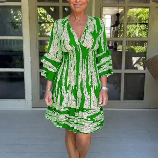 Heidi-Mode | Partykleider Doppel-Lagen Kleid mit Langen Ärmeln und Rüschen für Den Sommer