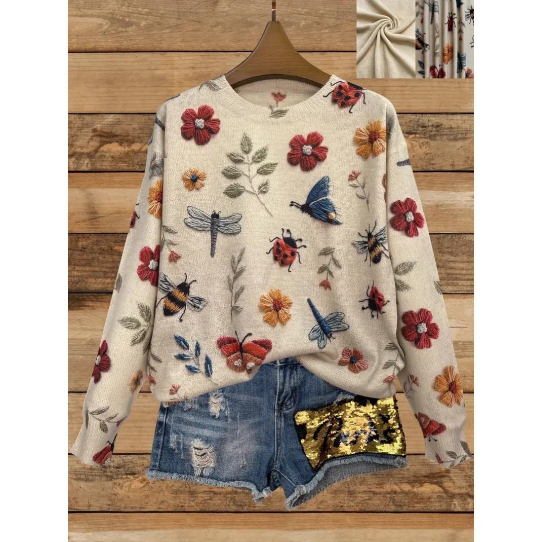 Heidi-Mode | Verspielt Gartenmuster Pullover