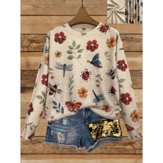 Heidi-Mode | Verspielt Gartenmuster Pullover