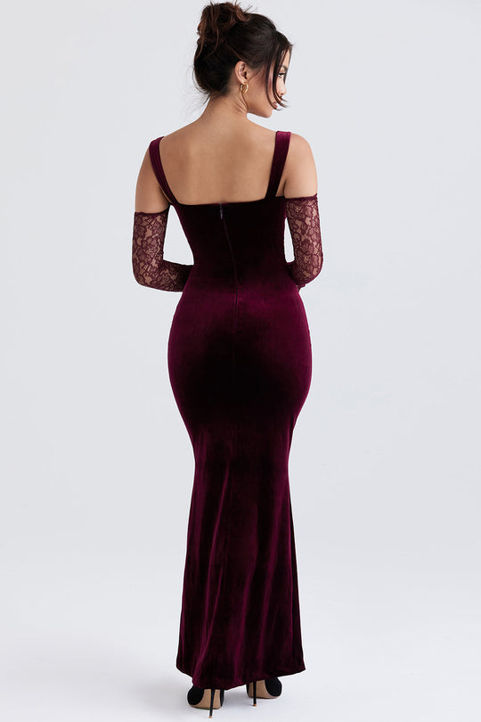 Heidi-Mode | Schwarze Kirschen Samt Maxi Kleid