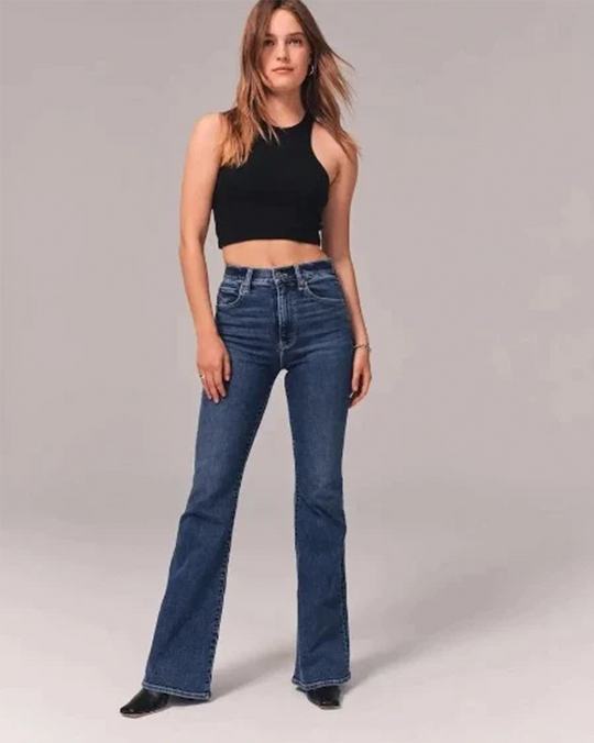 flared jeans mit hoher taille