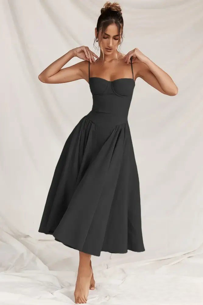 Heidi-Mode | Korsett Midikleid mit Ärmeln Attraktive Passform