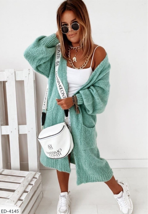 Heidi-Mode | Damen Lange Strickweste mit Taschen