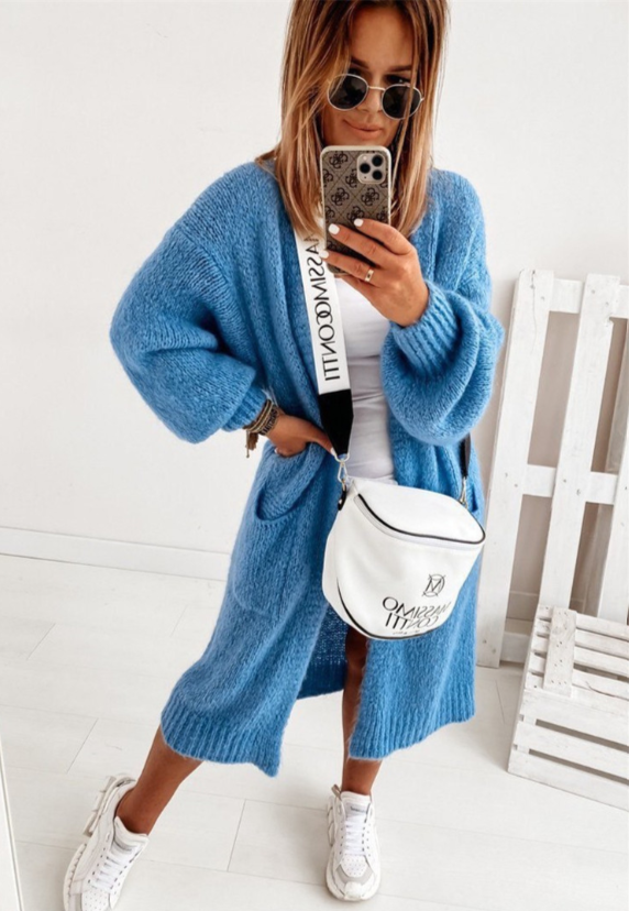 Heidi-Mode | Damen Lange Strickweste mit Taschen