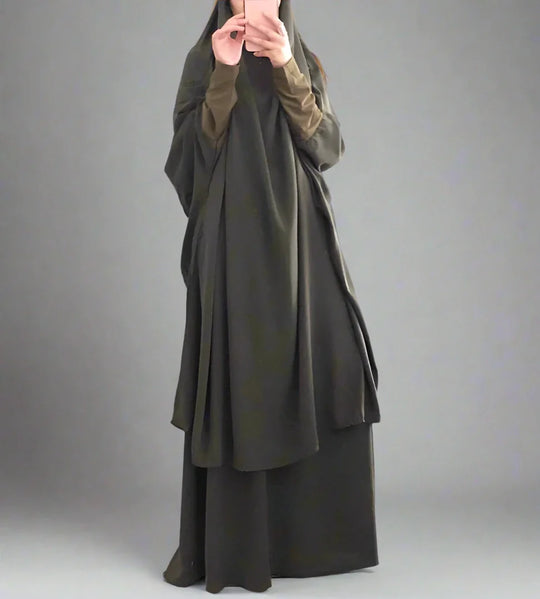 Heidi-Mode | 2 Stück Set Overhead Nida Jilbab Bede Kleid Halal Bede Kleidung
