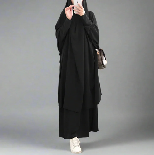 Heidi-Mode | 2 Stück Set Overhead Nida Jilbab Bede Kleid Halal Bede Kleidung