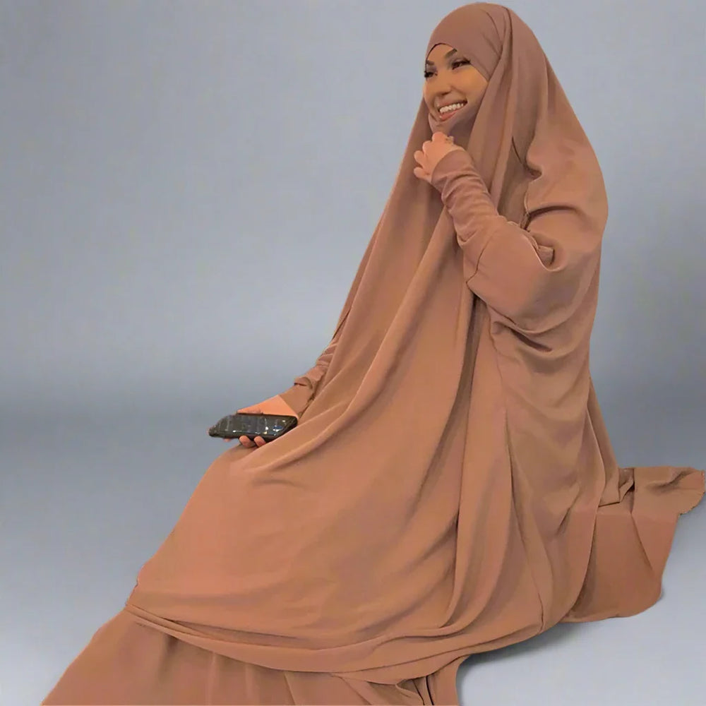 Heidi-Mode | 2 Stück Set Overhead Nida Jilbab Bede Kleid Halal Bede Kleidung