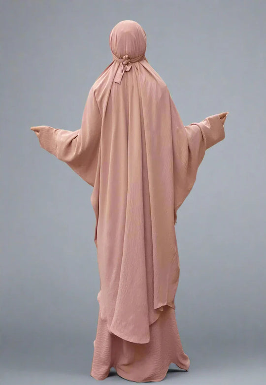 Heidi-Mode | 2 Teiliges Set Winkle Jilbab Abaya Kleid Halal Bede Kleid