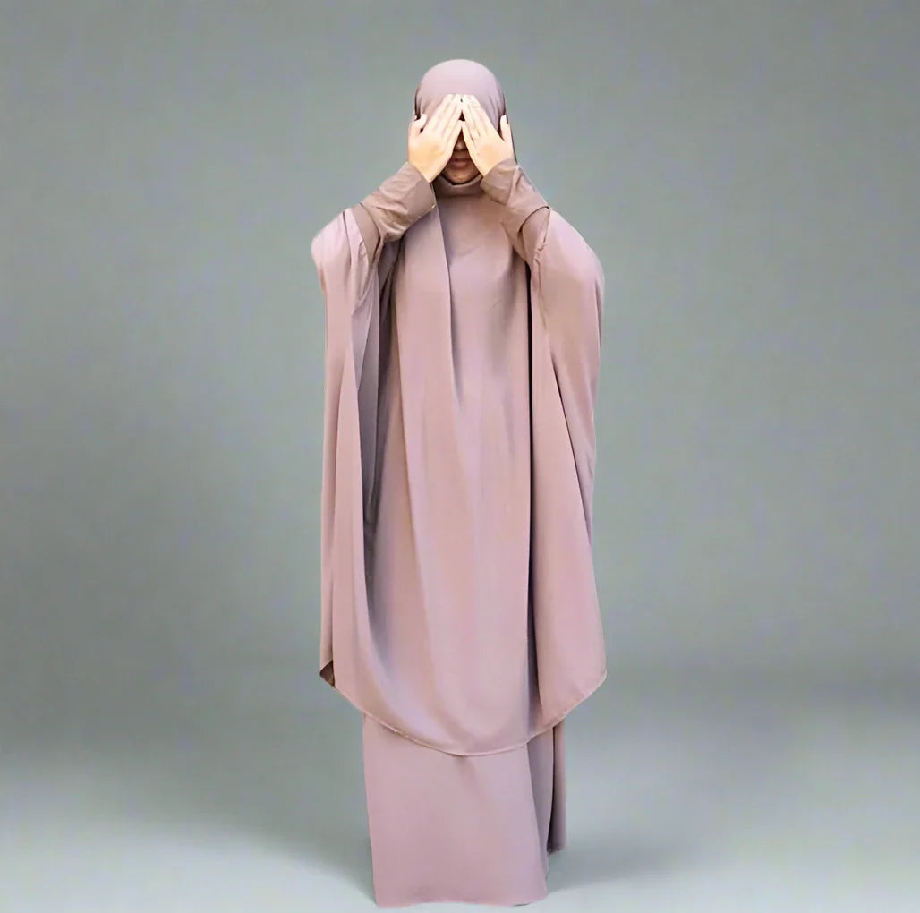 Heidi-Mode | 2 Stück Set Overhead Nida Jilbab Bede Kleid Halal Bede Kleidung