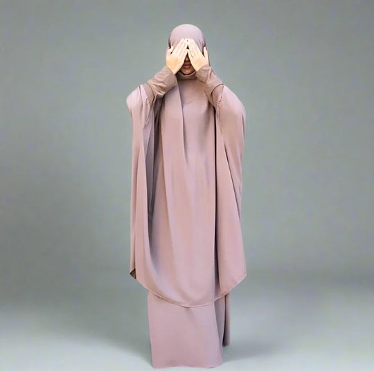 Heidi-Mode | 2 Stück Set Overhead Nida Jilbab Bede Kleid Halal Bede Kleidung