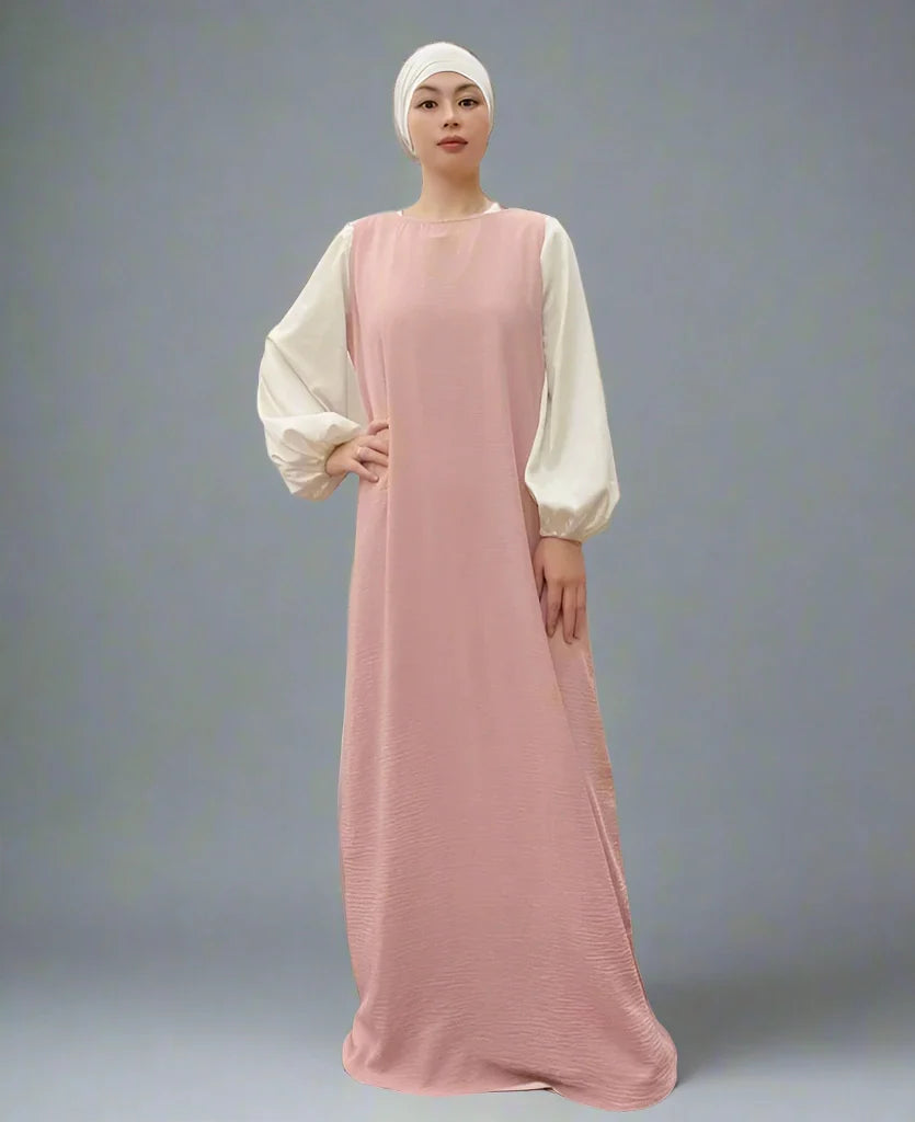 Heidi-Mode | 2 Teiliges Set Winkle Jilbab Abaya Kleid Halal Bede Kleid