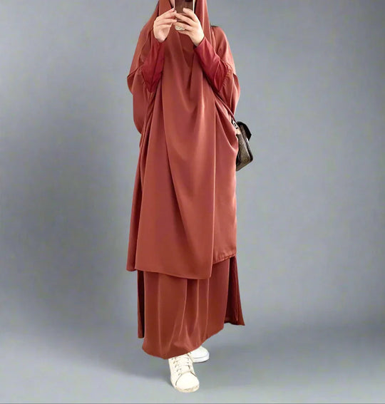 Heidi-Mode | 2 Stück Set Overhead Nida Jilbab Bede Kleid Halal Bede Kleidung
