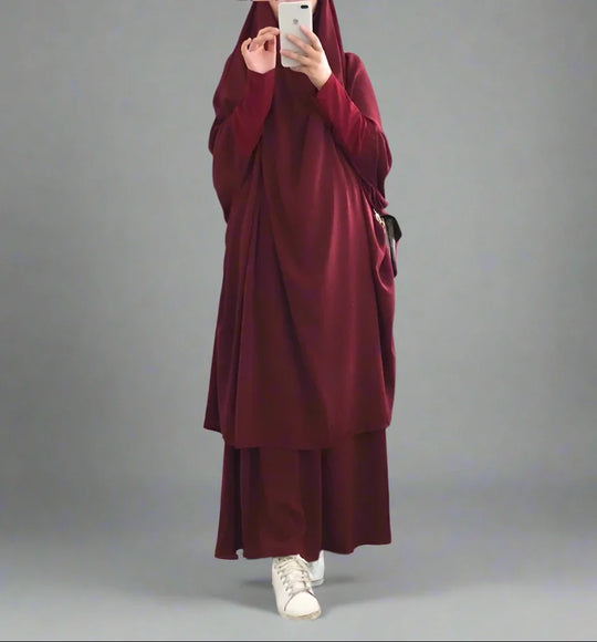 Heidi-Mode | 2 Stück Set Overhead Nida Jilbab Bede Kleid Halal Bede Kleidung
