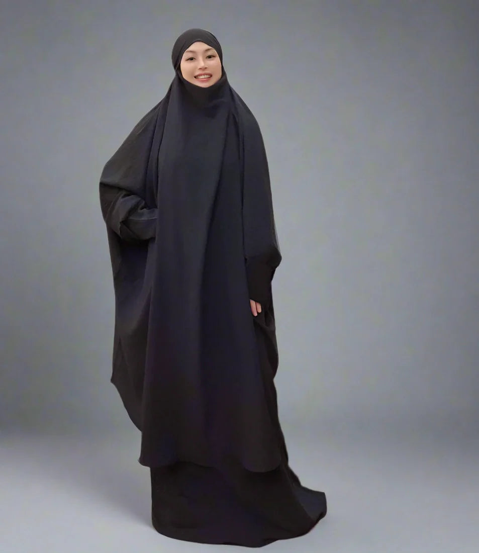 Heidi-Mode | 2 Teiliges Set Winkle Jilbab Abaya Kleid Halal Bede Kleid
