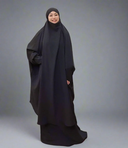 Heidi-Mode | 2 Teiliges Set Winkle Jilbab Abaya Kleid Halal Bede Kleid