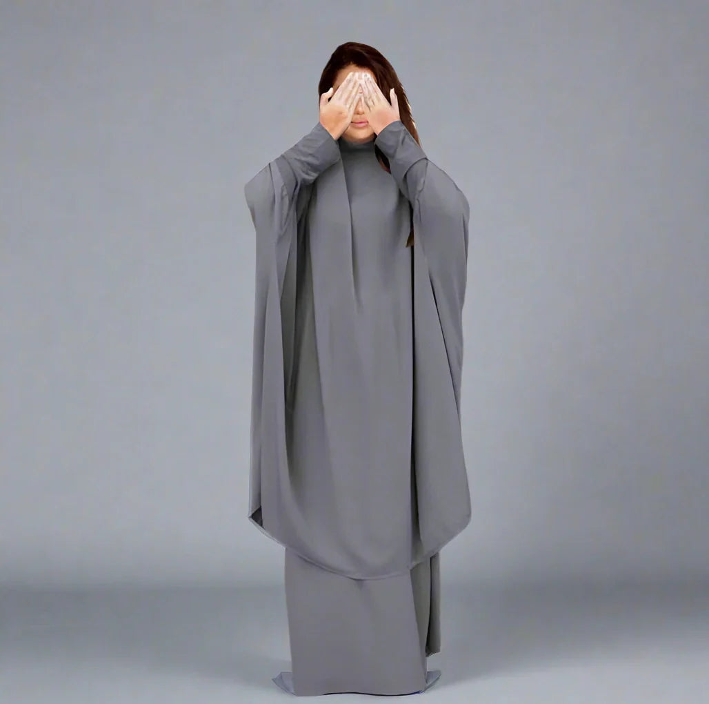 Heidi-Mode | 2 Stück Set Overhead Nida Jilbab Bede Kleid Halal Bede Kleidung