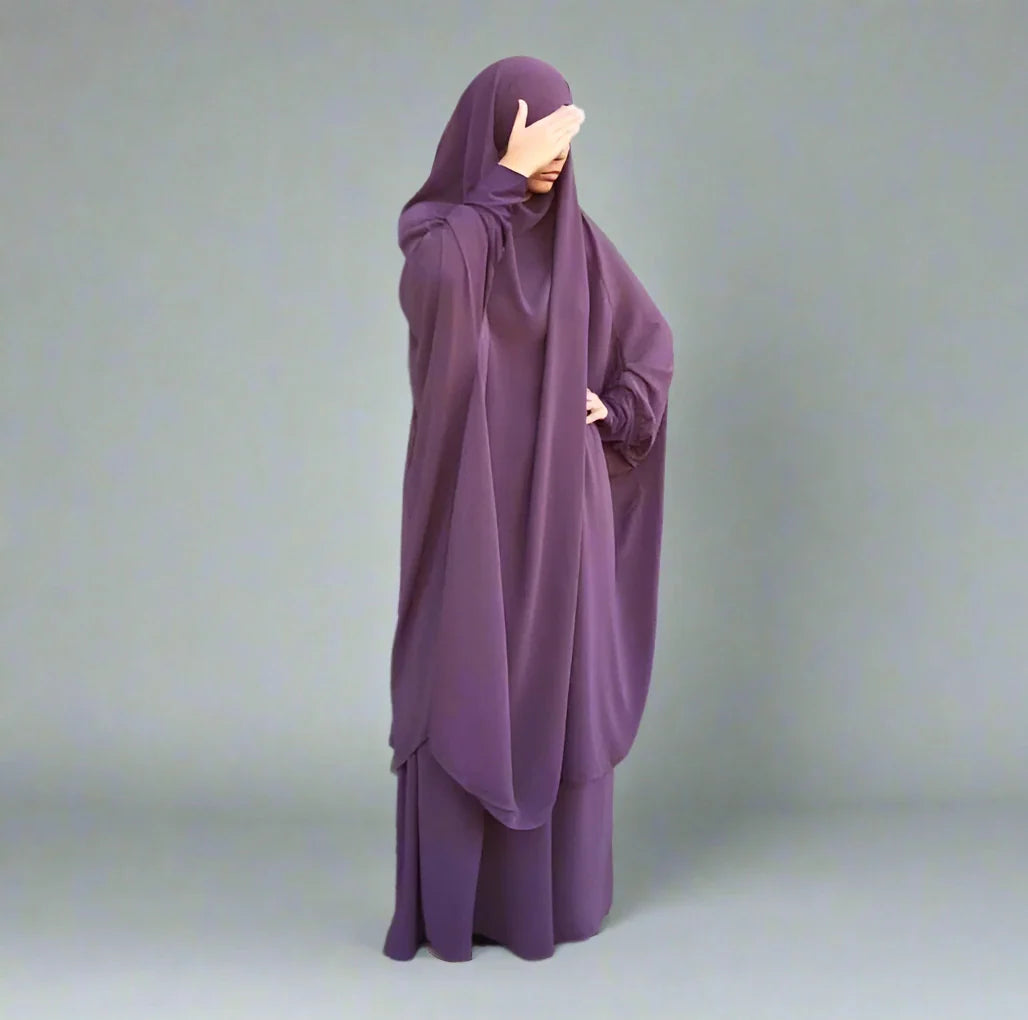 Heidi-Mode | 2 Stück Set Overhead Nida Jilbab Bede Kleid Halal Bede Kleidung