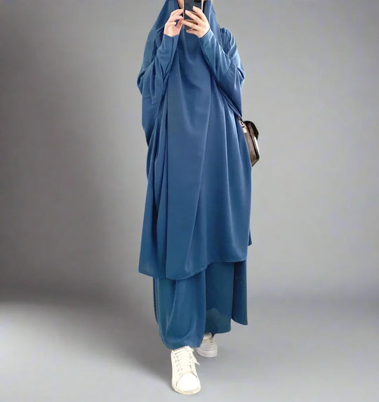 Heidi-Mode | 2 Stück Set Overhead Nida Jilbab Bede Kleid Halal Bede Kleidung