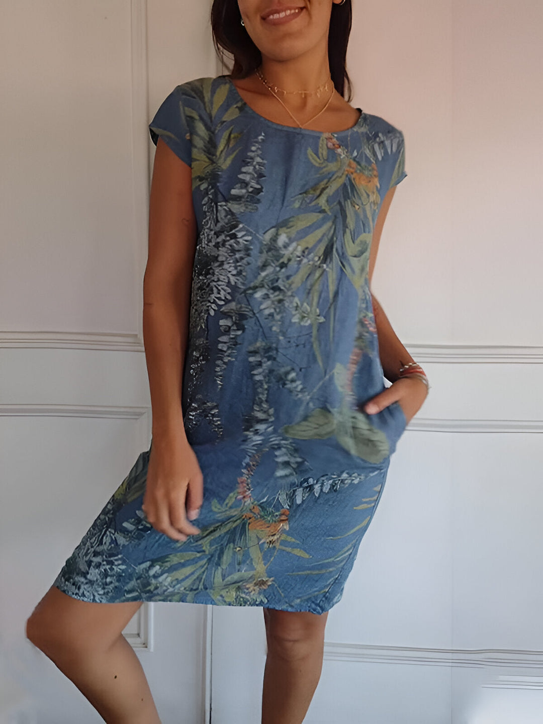 Sommerkleid mit Blätter-Print