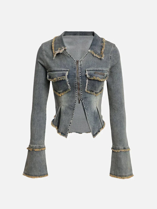 Vintage-Jeansjacke in gewaschenem Blau