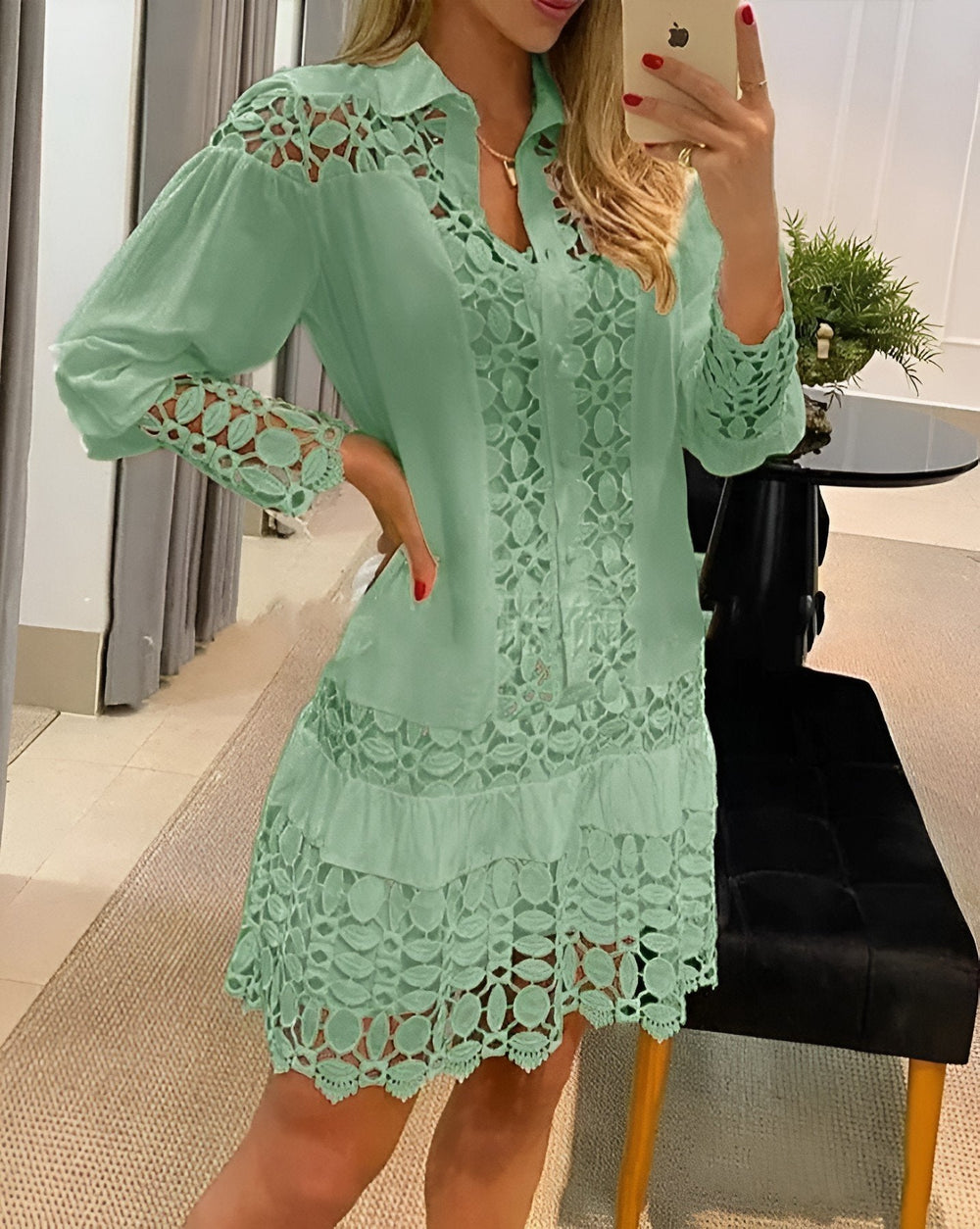 Heidi-Mode | Blusen Kleid mit Mustern & Puffärmeln