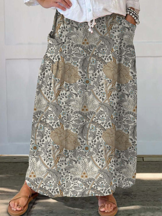 Heidi-Mode | Florale Art Nouveau Leinen Taschenrock