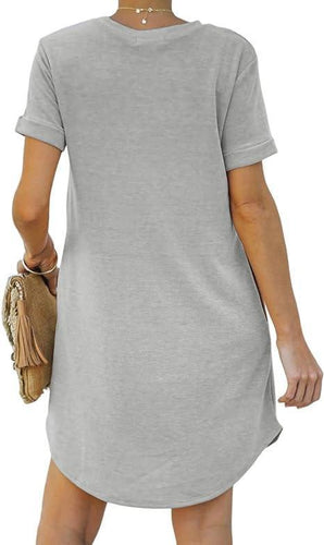 Graues Shirtkleid mit Kurzarm