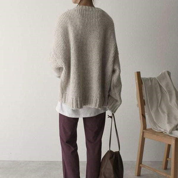 Oversized Grobstrickpullover mit gemütlichen Taschen