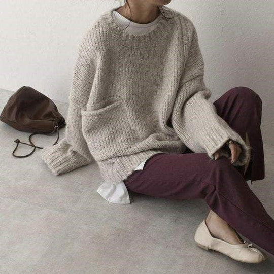 Oversized Grobstrickpullover mit gemütlichen Taschen