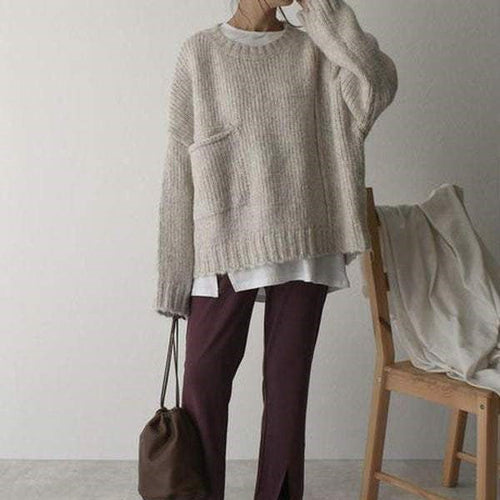 Oversized Grobstrickpullover mit gemütlichen Taschen