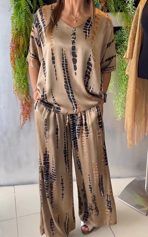 Heidi-Mode | Satin Set mit Rundem Ausschnitt