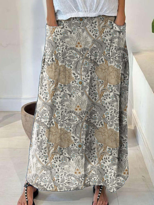 Heidi-Mode | Florale Art Nouveau Leinen Taschenrock