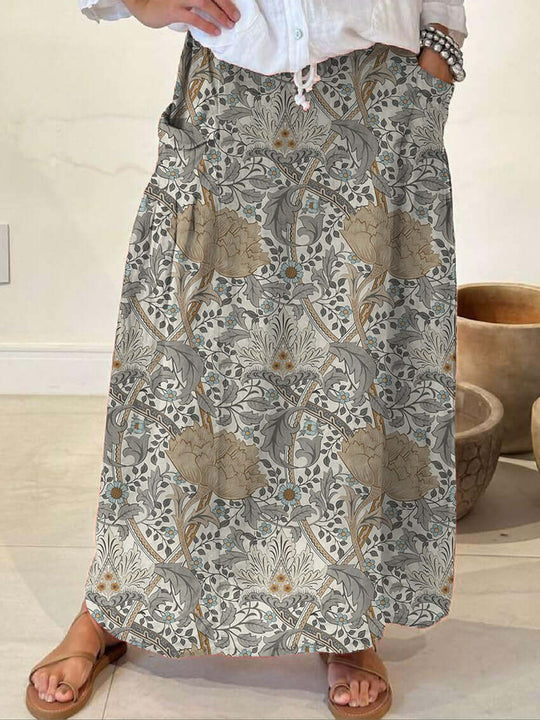 Heidi-Mode | Florale Art Nouveau Leinen Taschenrock