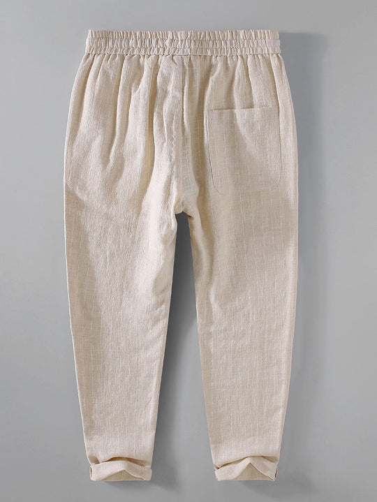 Linen Cotton Blend Cropped Pants