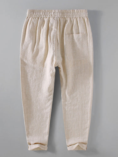 Linen Cotton Blend Cropped Pants