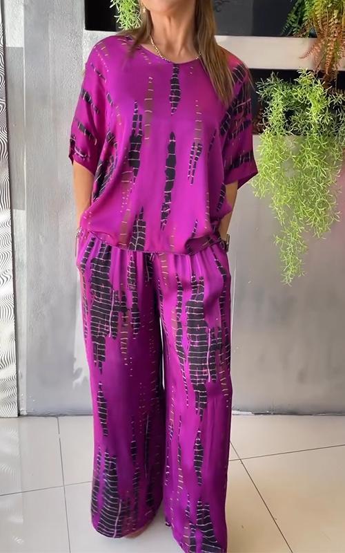 Heidi-Mode | Satin Set mit Rundem Ausschnitt