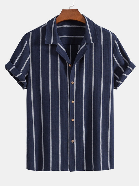 Blend Striped Cuban Shirt & Straight Leg Linen Pants