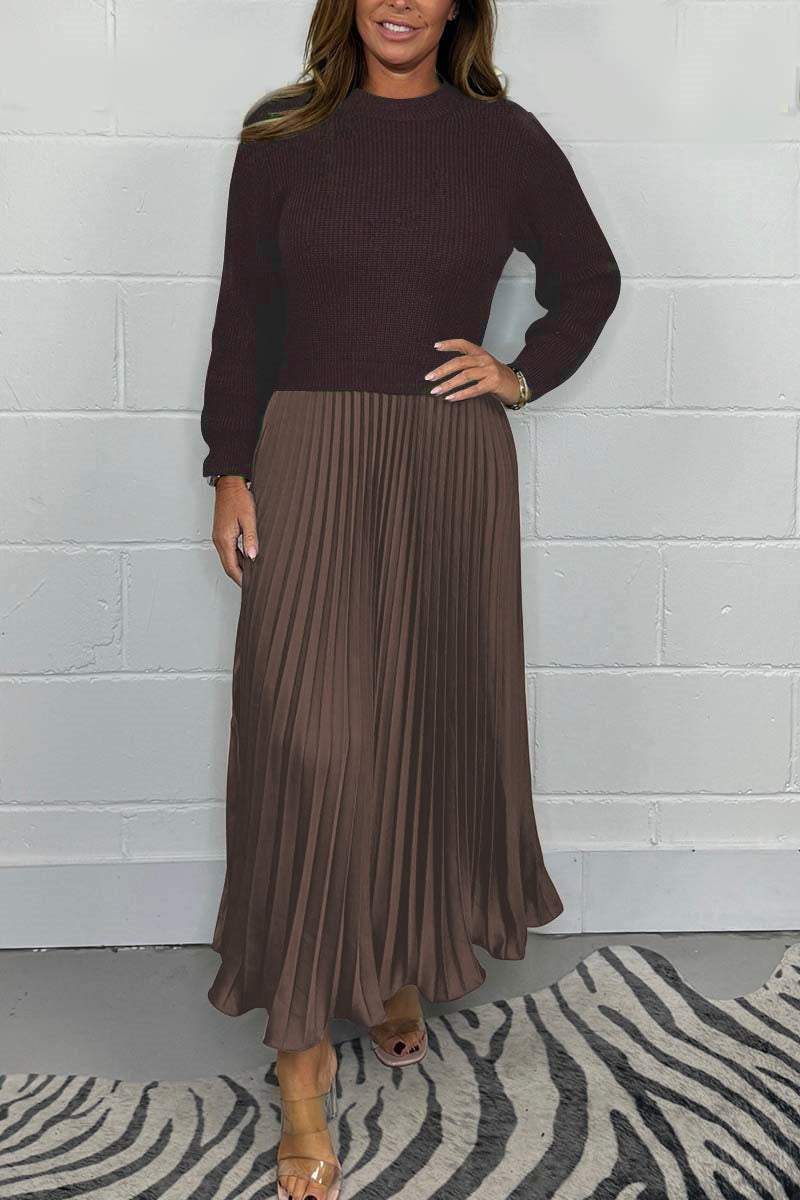 Heidi-Mode | Elegante und Stilvolle Rundhalsausschnitt Plisseekleider