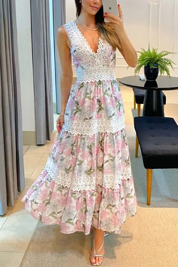 Heidi-Mode | Sunny Garden Spitzbesetztes Blumen Midikleid
