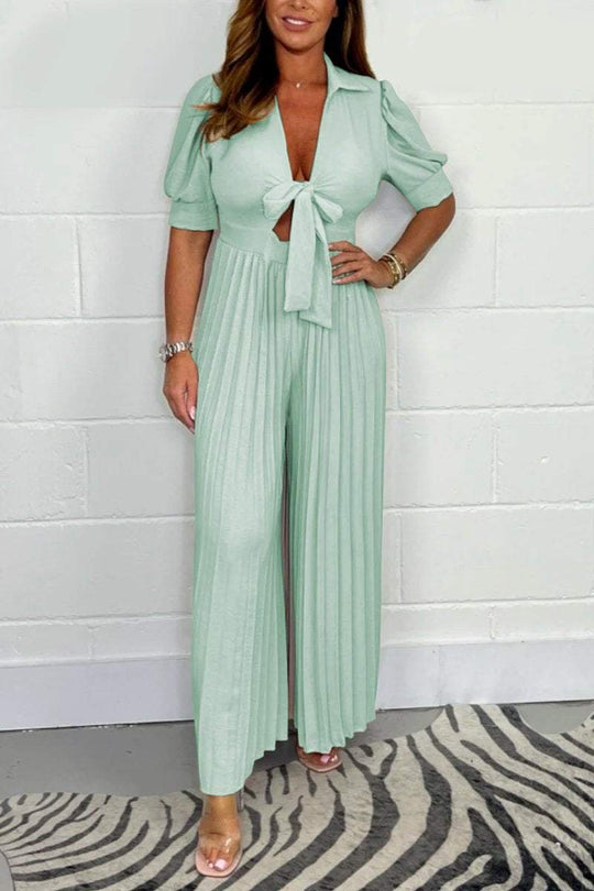 Heidi-Mode | Plissierter Jumpsuit mit Kurzen Ärmeln