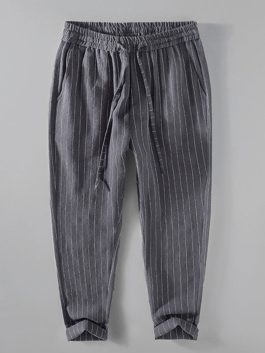 Linen Cotton Blend Cropped Pants