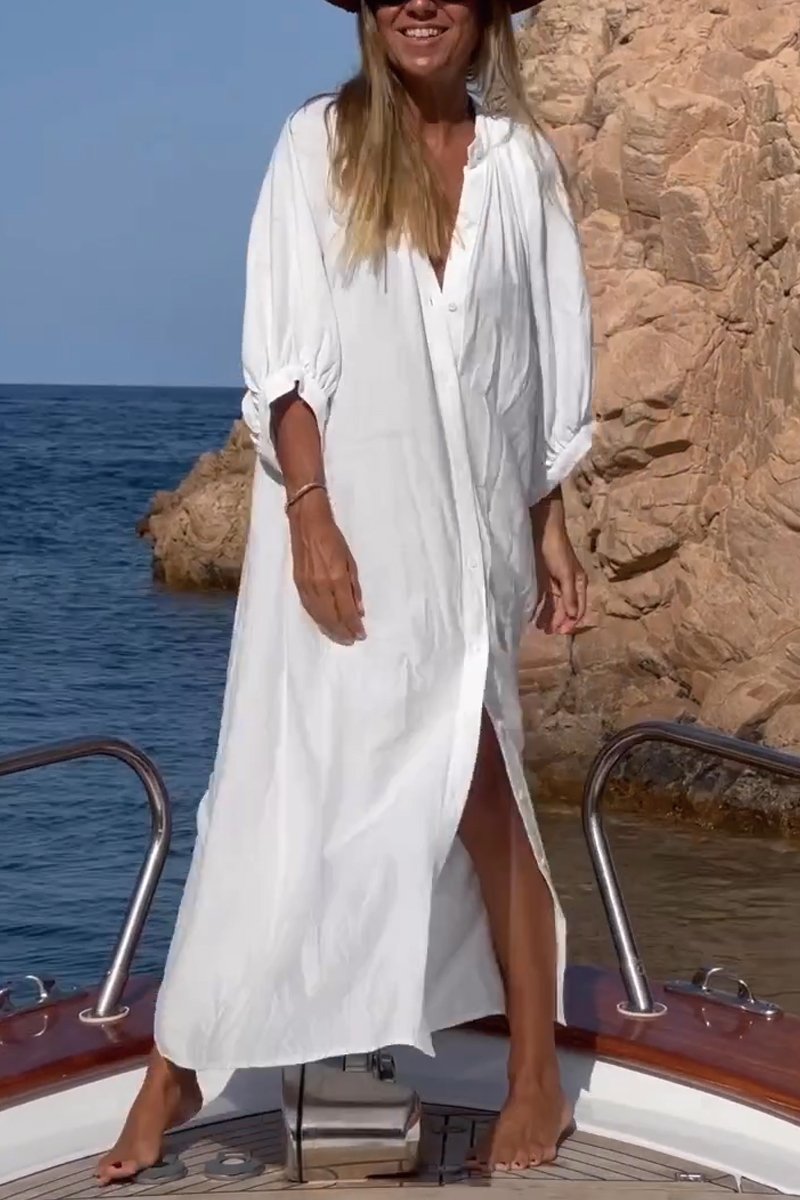 Weißes Satin V-Ausschnitt Kleid