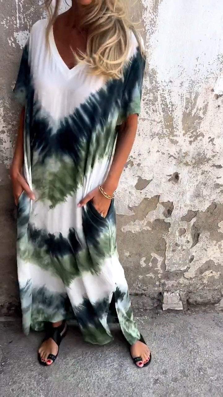 Heidi-Mode | Bequemes Tie-Dye Maxi-Kleid