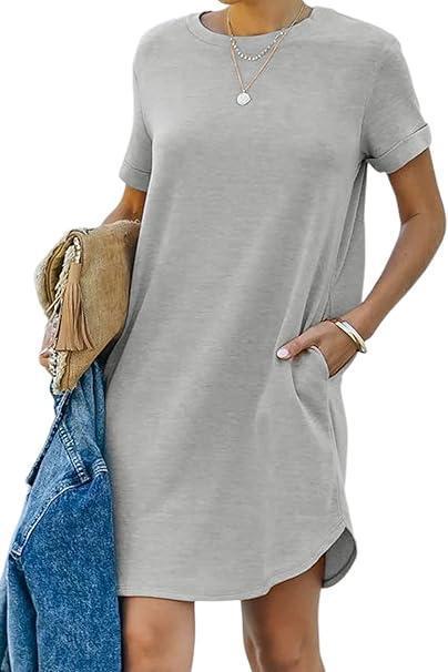 Graues Shirtkleid mit Kurzarm