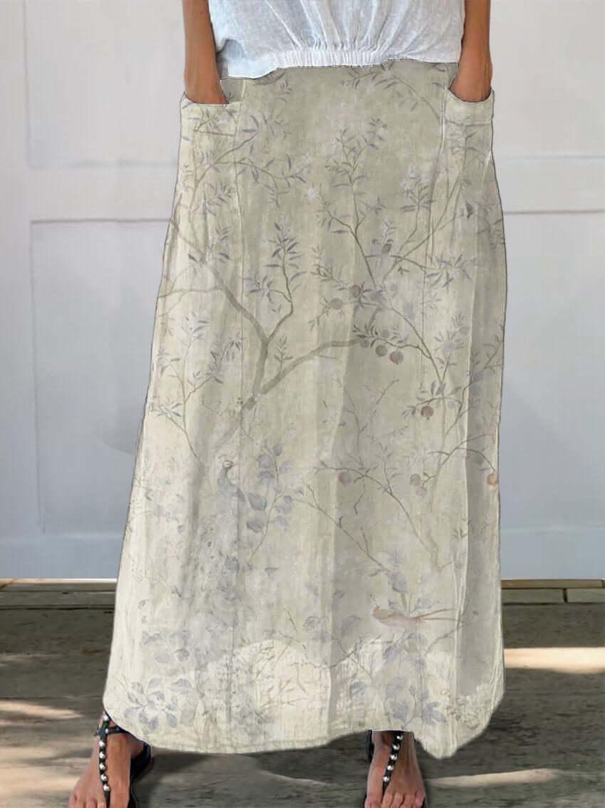 Heidi-Mode | und Frühling Blüht Pflanzen Unschärfe Stil Muster Gedruckt Damen Leinen Tasche Rock
