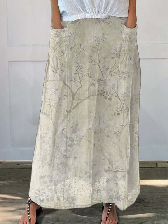 Heidi-Mode | und Frühling Blüht Pflanzen Unschärfe Stil Muster Gedruckt Damen Leinen Tasche Rock