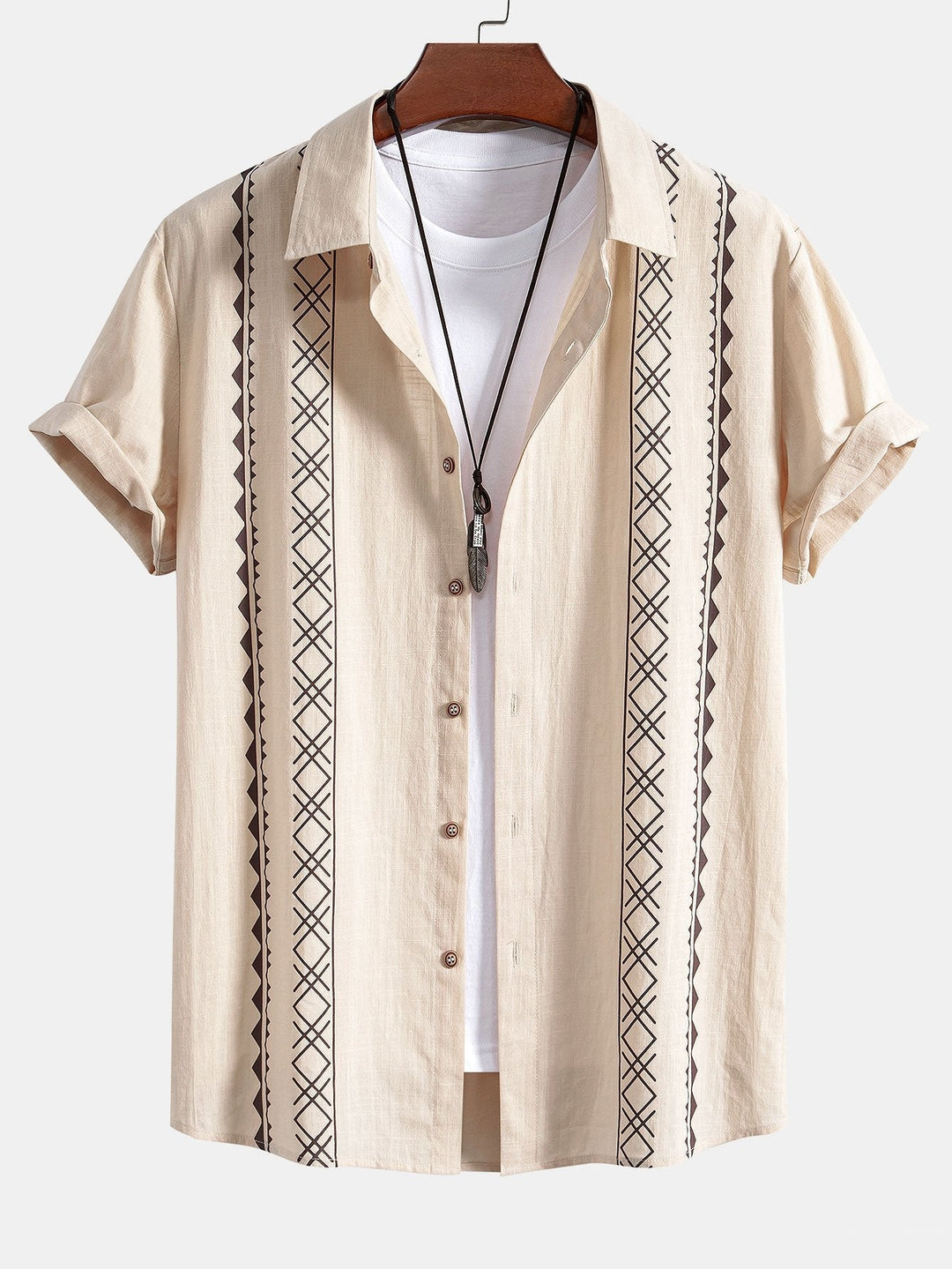 Print Linen Look Shirt