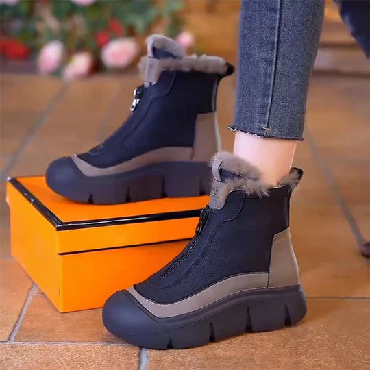 Heidi-Mode | Damen Wasserdichte Warme Reißverschluss Schneestiefel